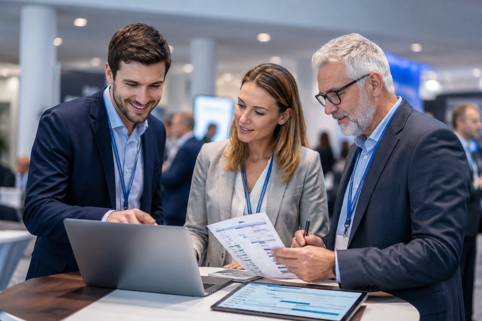B2B event sales team planning meetings with decision-makers before a business event